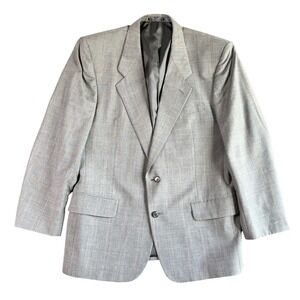 Andre Vachon Mens 44R Gray Glen Plaid 100% Pure Wool Two Button Blazer Sport‎